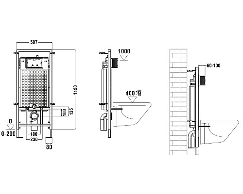 Инсталляция WeltWasser WW Marberg 507 10000005949 для унитаза без клавиши смыва