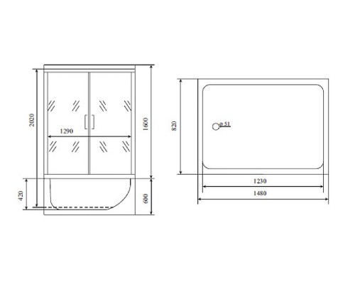 Душевой бокс Timo Lux 148x82 TL-1505 с гидромассажем