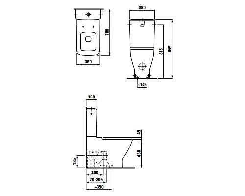 Чаша Laufen Palace 700 8.2470.6.000.000.1