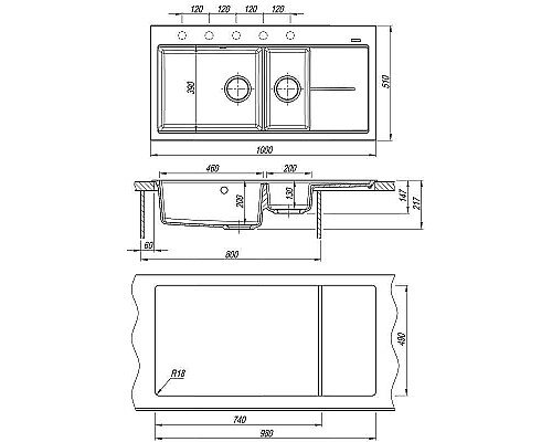 Кухонная мойка Florentina Россана-1000 20.335.E1000.107 Песочная