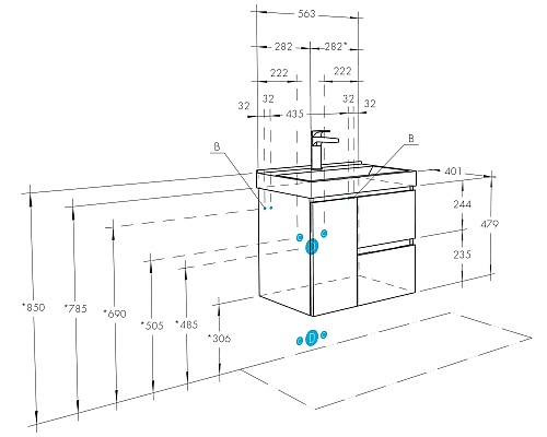 Тумба под раковину Aquaton Рене 56 1A258501NRC80 подвесная Белая Грецкий орех