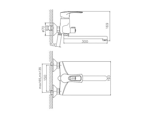 Смеситель для ванны Cron CN2266 универсальный Хром