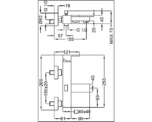 Смеситель для ванны Cezares TREND-VM-01-Cr