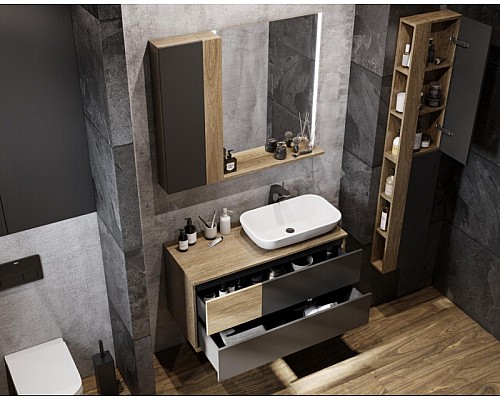 Подвесной шкаф Aquaton Терра 35 1A247503TEKA0 Дуб Кантри Антрацит