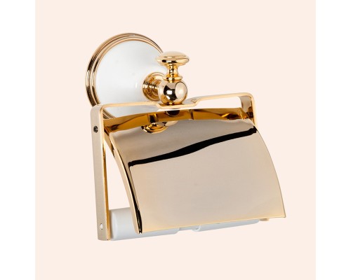 Держатель туалетной бумаги TW Harmony TWHA219bi/oro с крышкой Золото