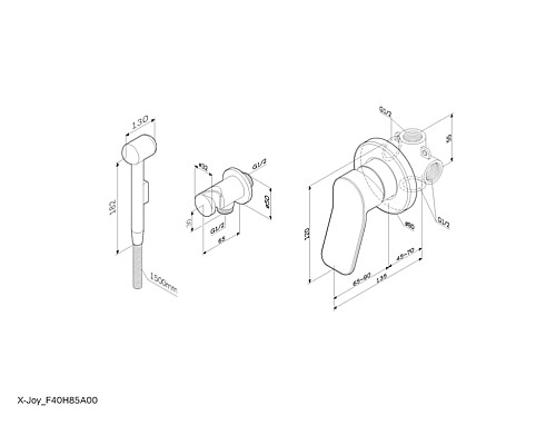 Гигиенический душ AM.PM X-Joy со смесителем F40H85A00