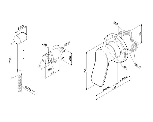 Комплект для ванной комнаты унитаз компакт Am.Pm Spirit с сиденьем с инсталляцией и аксессуарами CK70HA