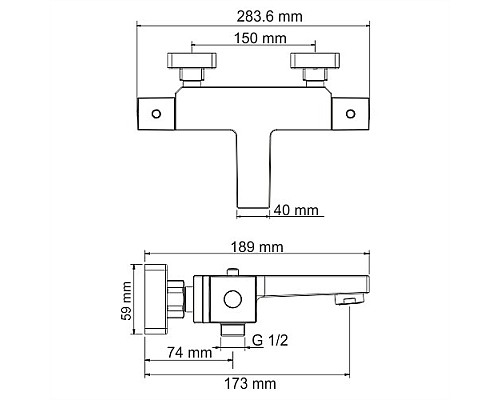 Смеситель для ванны WasserKRAFT Alme 1511T с термостатом Хром
