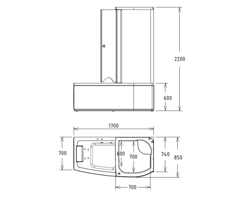 Акриловая ванна Gemy G8040 B R