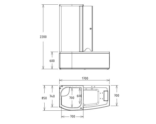 Акриловая ванна Gemy G8040 B L