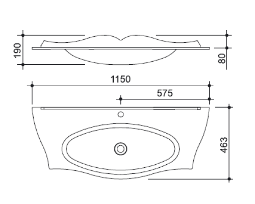 Раковина Carpigo Carpigo Бурже 120 см с бортиком серебро