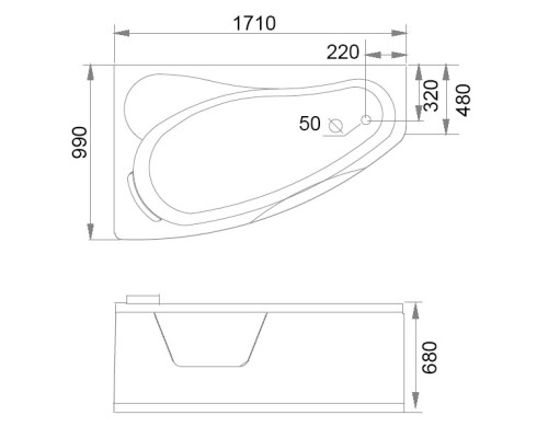 Акриловая ванна Gemy G9046 II O L
