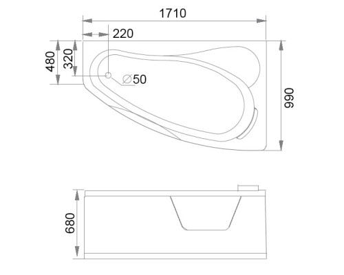 Акриловая ванна Gemy G9046 II O R