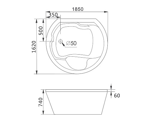 Акриловая ванна Gemy G9053 B Акриловая ванна Gemy G9053 B