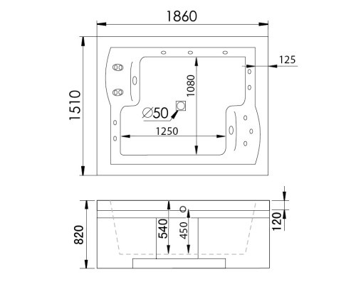 Акриловая ванна Gemy G9052 II K R