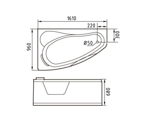 Акриловая ванна Gemy G9046 B L
