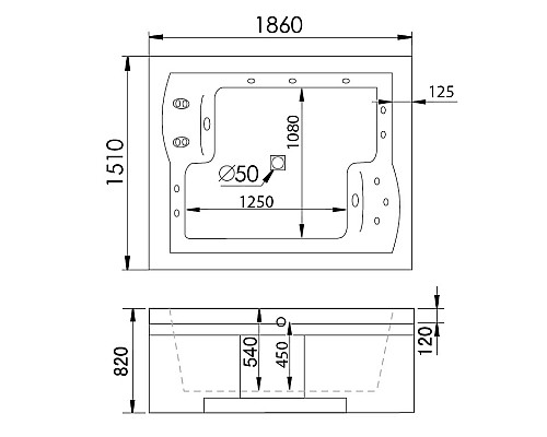 Акриловая ванна Gemy G9052 II K L Акриловая ванна Gemy G9052 II K L