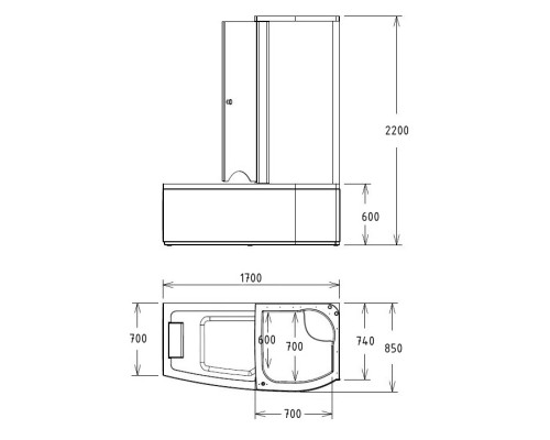 Акриловая ванна Gemy G8040 C R