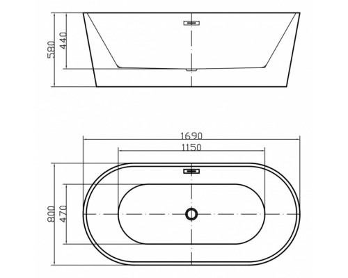 Ванна акриловая Swedbe Vita 170 8800 отдельностоящая