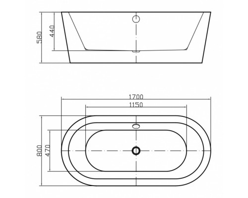 Ванна акриловая Swedbe Vita 170 8812 отдельностоящая