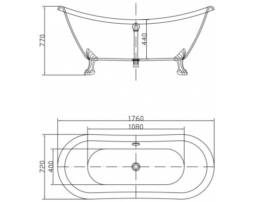 Ванна акриловая Swedbe Vita 176 8818CH отдельностоящая с ножками