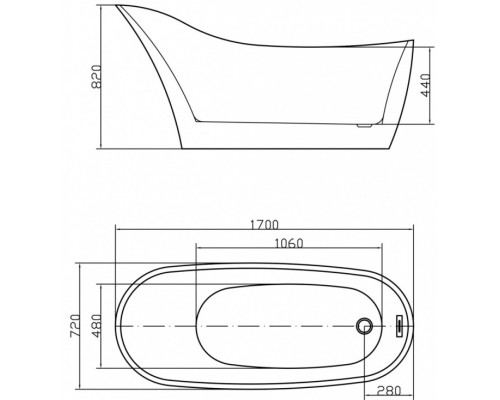 Ванна акриловая Swedbe Vita 170 8820 отдельностоящая