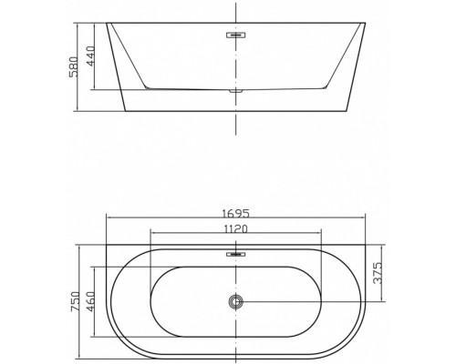 Ванна акриловая Swedbe Vita 170 8828 отдельностоящая