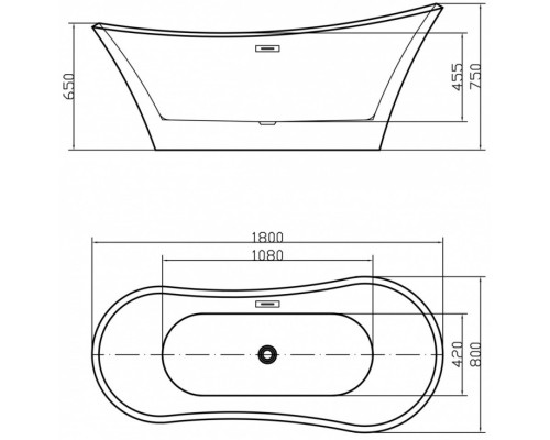 Ванна акриловая Swedbe Vita 180 8834 отдельностоящая