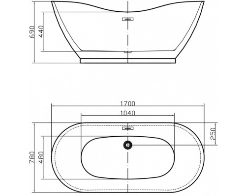 Ванна акриловая Swedbe Vita 170 8835 отдельностоящая