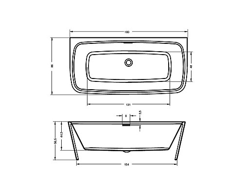 Прямоугольная ванна Riho Adore FS 180x86 BD0400500000000