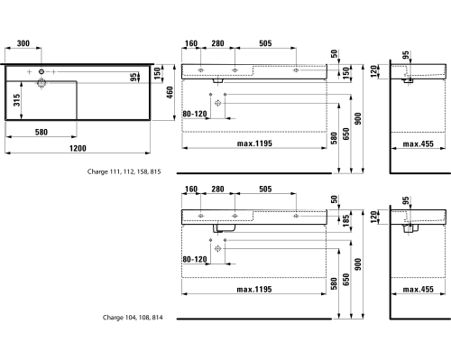 Раковина Laufen Kartell 120 см 8.1333.2.000.108.1