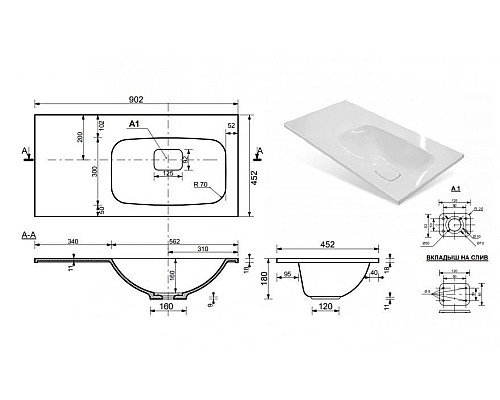 Мебельная раковина Style Line Барселона 90 R СС-00002281, белая