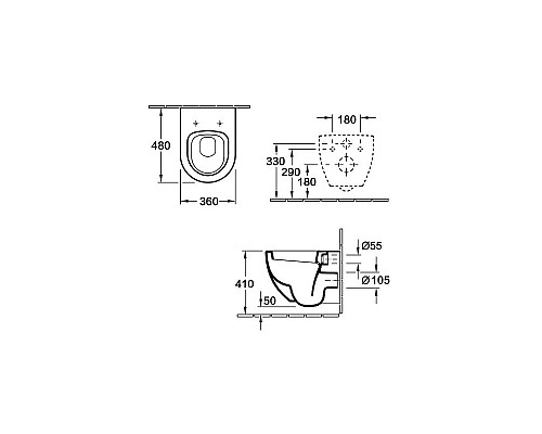 Унитаз подвесной ESBANO CLAVEL White ESUPCLAVW 480x360x360