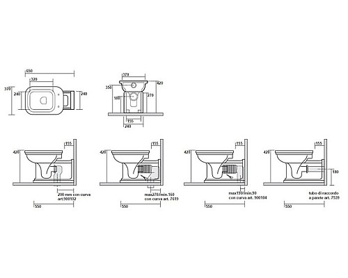 Унитаз напольный приставной Kerasan Waldorf 411601 удлиненный