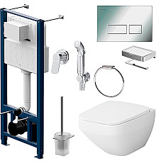 Комплект для ванной комнаты унитаз Am.Pm Inspire 2.0 с инсталляцией с гигиеническим набором и аксессуарами CK50GD