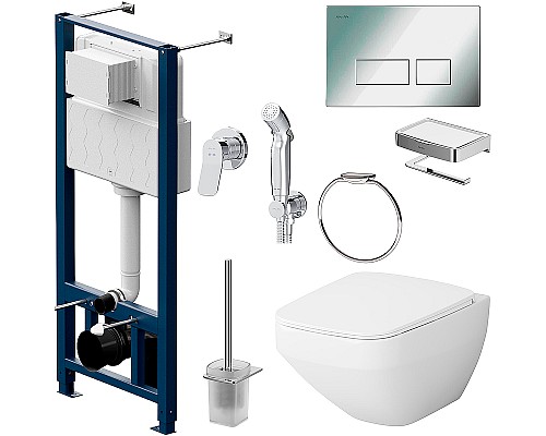 Комплект для ванной комнаты унитаз Am.Pm Inspire 2.0 с инсталляцией с гигиеническим набором и аксессуарами CK50GD