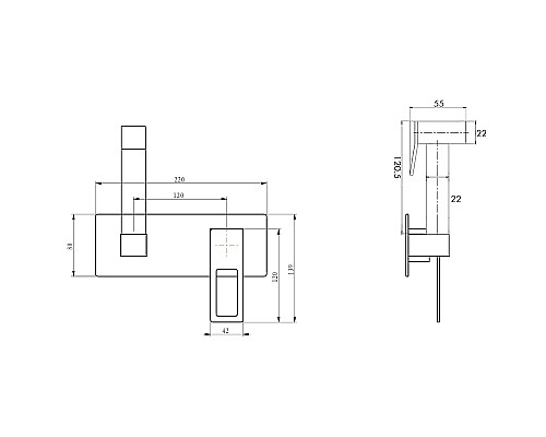 Гигbеническая лейка Boheme Q со смесителем BlackUW