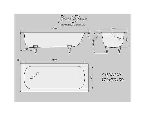Ванна стальная эмалированная Iberica Blanca Aranda 130х70 белая Ванна стальная эмалированная Iberica Blanca Aranda 130х70 белая