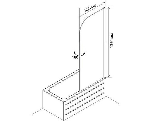 Шторка на ванну Agger A02-080TCR 80x140 профиль Хром стекло прозрачное