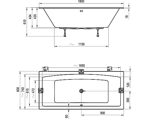 Акриловая ванна Ravak Formy 02 Slim 180x80 C891300000 без гидромассажа