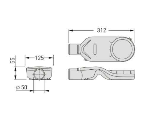 Сифон для душевого лотка Berges 099000 с горизонтальным выпуском
