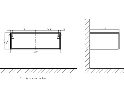 Тумба Velvex Unique Unit 80 tp.UNI.80.1Y подвесная Белая матовая