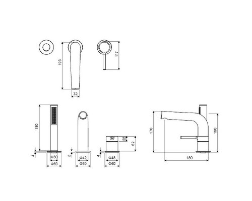 Смеситель на борт ванны Excellent Pi Arex AREX.1234CR Хром