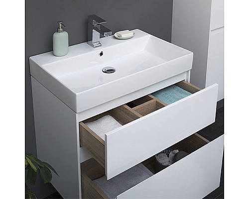 Тумба с раковиной Aquanet Бруклин 60 212596 подвесная Белая