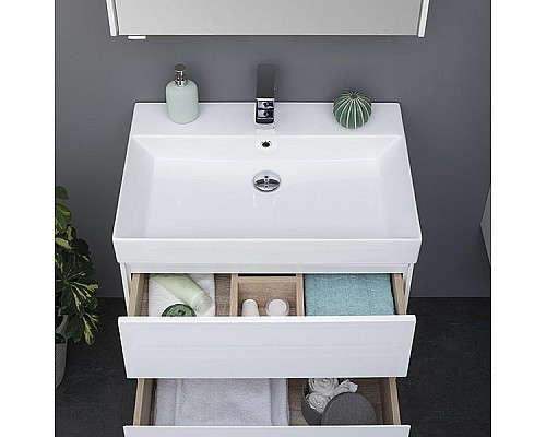Тумба с раковиной Aquanet Бруклин 60 212596 подвесная Белая