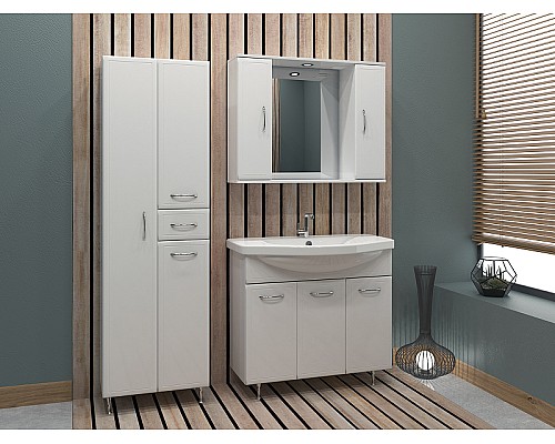 Зеркало со шкафом Stella Polar Концепт 90/С SP-00000131 с подсветкой Белое