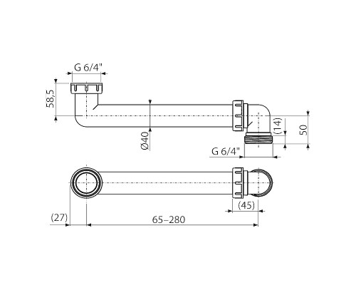 Патрубок для сифона Alcaplast P109 Белый