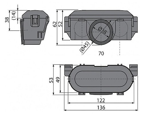 Гидрозатвор Alcaplast P065-ND для душевого лотка комбинированный Серый