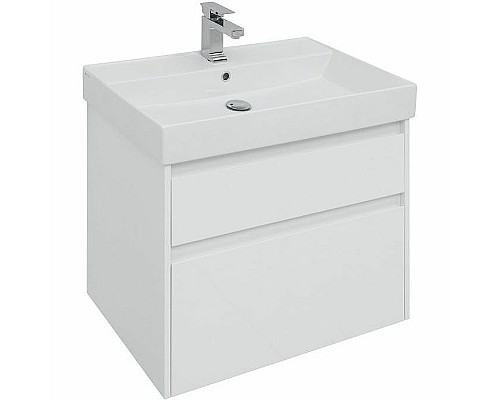 Тумба с раковиной Aquanet Nova Lite 75 245244 подвесная Белая глянцевая