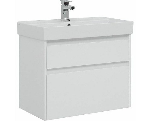 Тумба с раковиной Aquanet Nova Lite 75 245244 подвесная Белая глянцевая